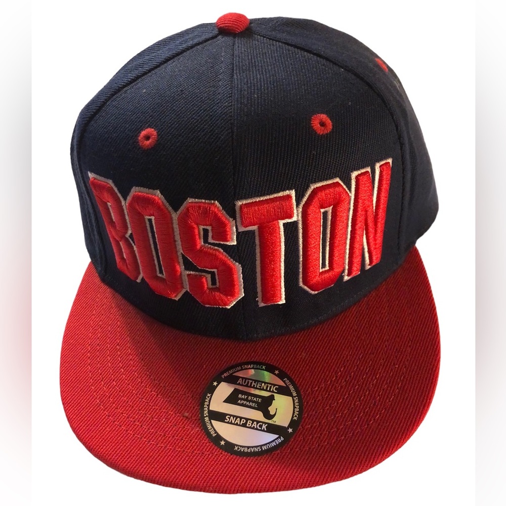 Bay State Apparel NWT Snapback Boston Hat Navy/Red